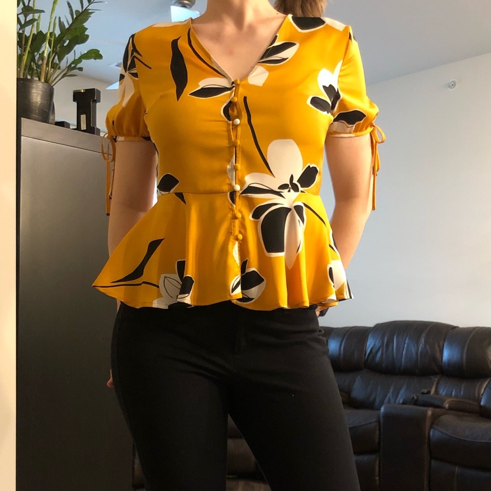 Mustard yellow peplum top